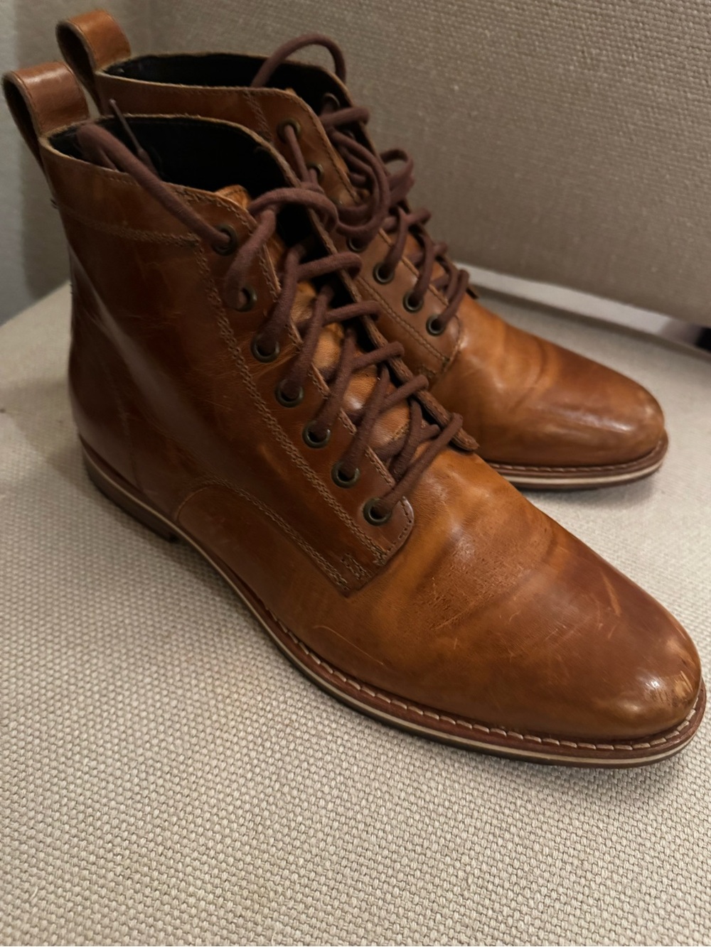 HELM Boots Zind Plain Toe Boot Men’s 10 M Tan Whiskey Leather Made in USA Hides